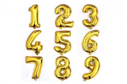 Mini Non-Helium 16 inch Number Balloons (Gold)